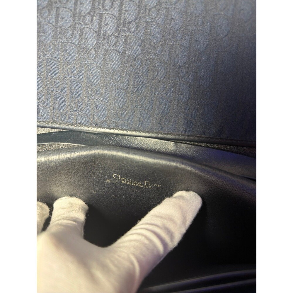 Vintage Christian Dior Navy Trotter mono canvas envelope bag w chain COA - Picture 10 of 13